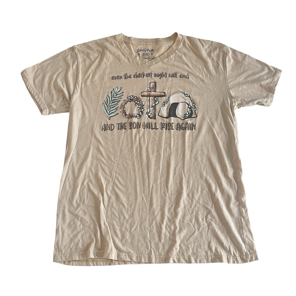 Love in Faith Women's Size‎ XL Easter Tomb Rise Religious T-Shirt Short Sleeve